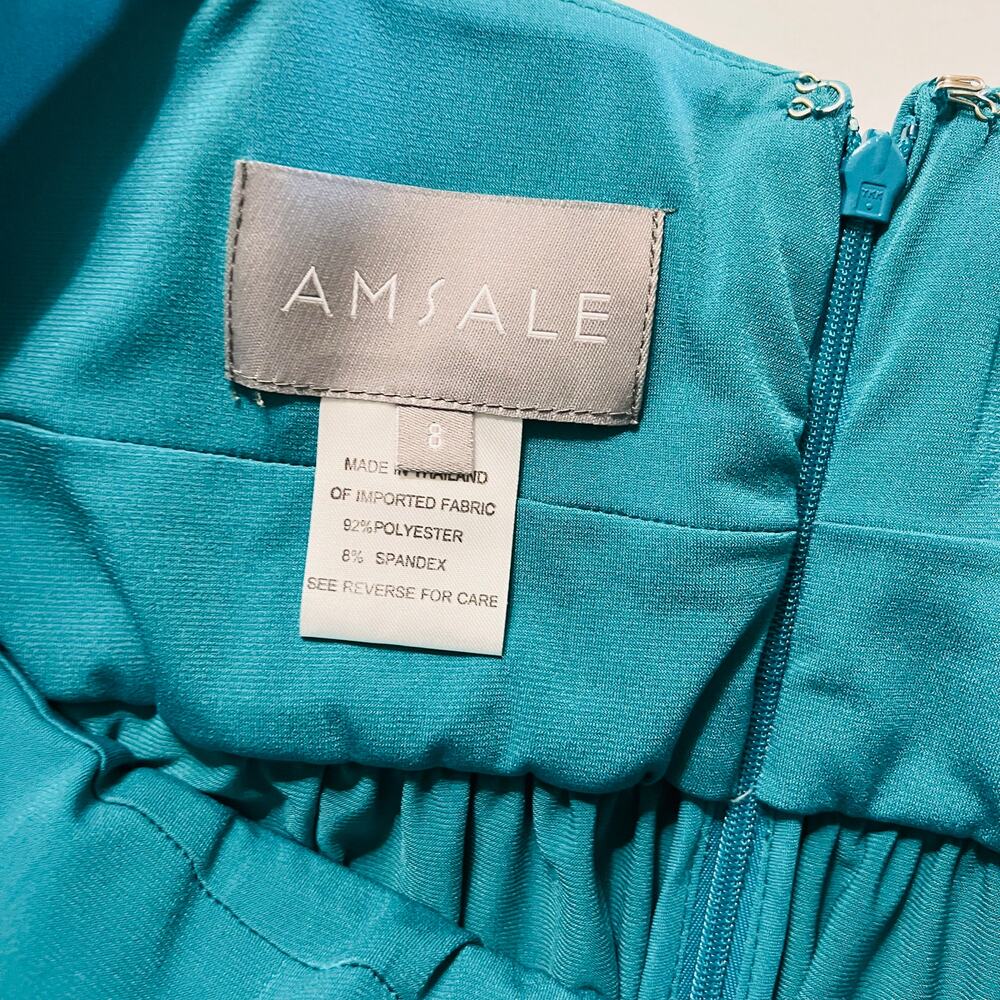 Amsale One Shoulder Faux Wrap Maxi Dress Size 8 - Picture 3 of 7